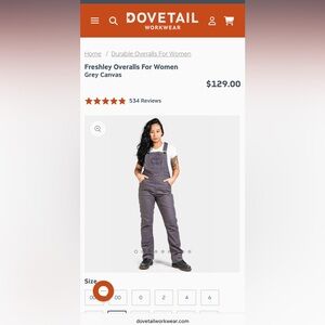 Dovetail Workwear Freshly Overalls Grey Canvas